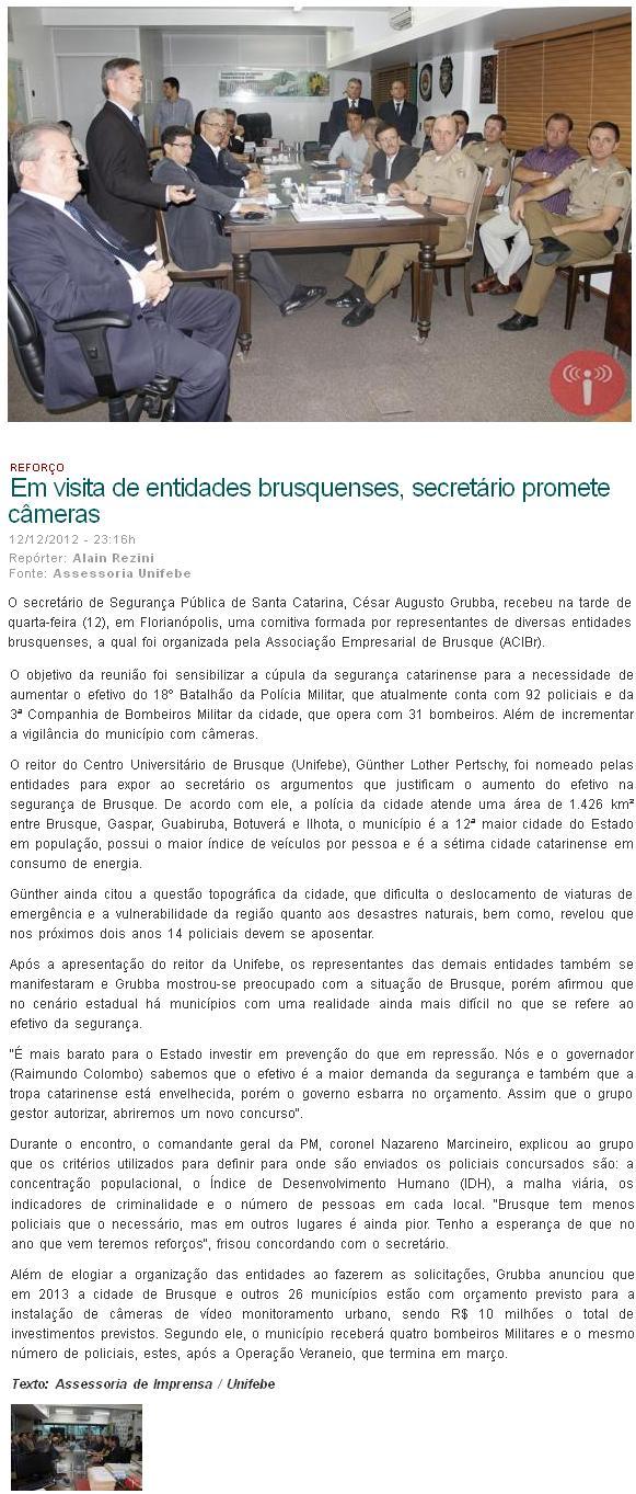 Reitor da UNIFEBE participa de reunião com Secretário de Segurança