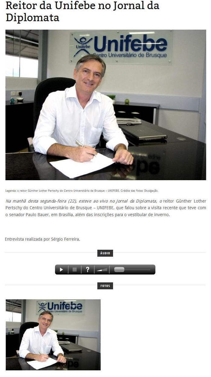Reitor da UNIFEBE esteve ao vivo na Rádio Diplomata