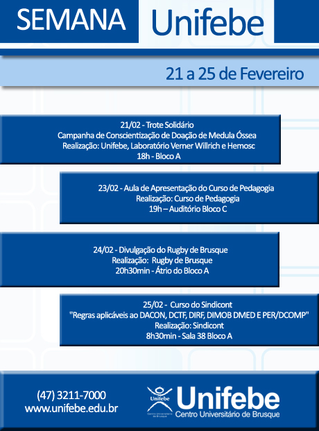 Agenda da Semana – 18/02