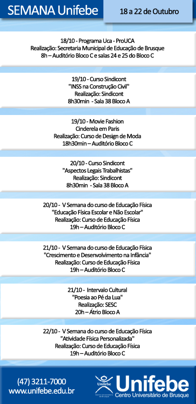 Agenda da Semana – 14/10