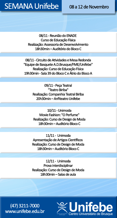 Agenda da Semana – 04/11