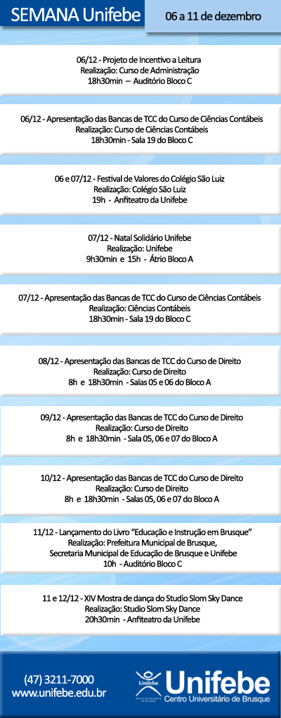 Agenda da Semana – 02/12