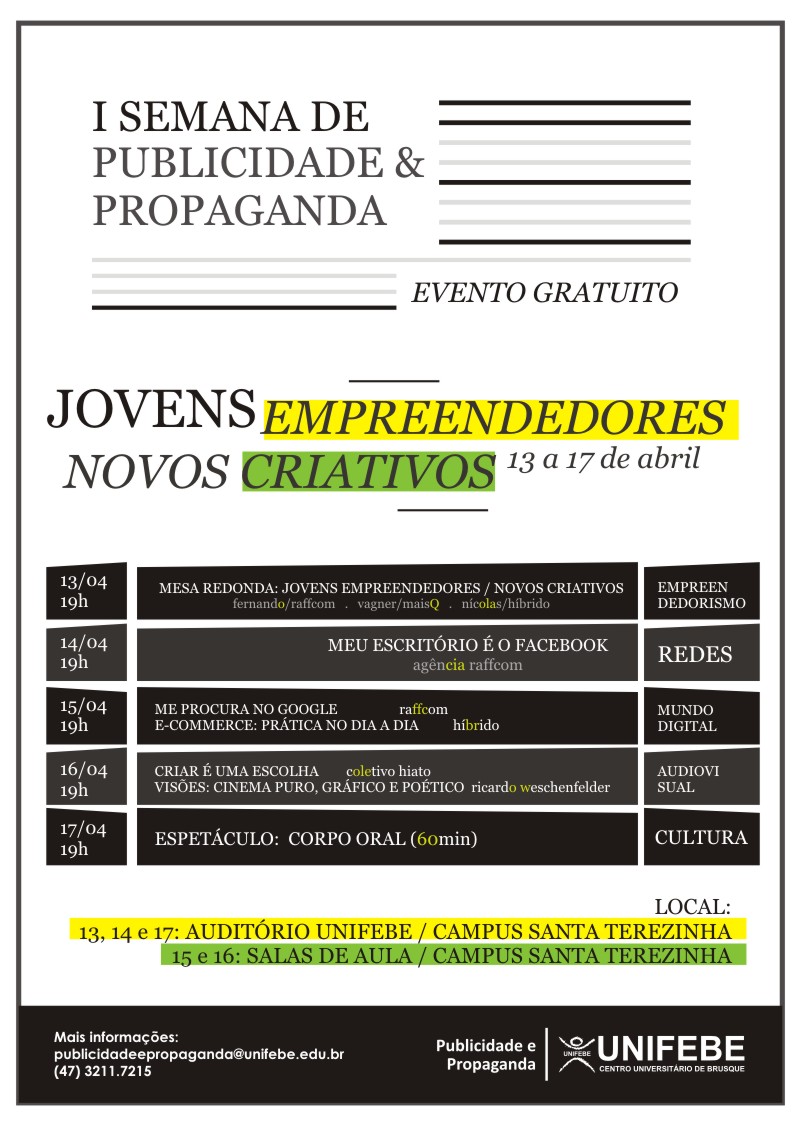 Curso de Publicidade e Propaganda realiza I semana acadêmica