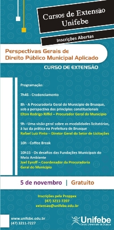 Instituição promove curso gratuito de Direito Público Municipal