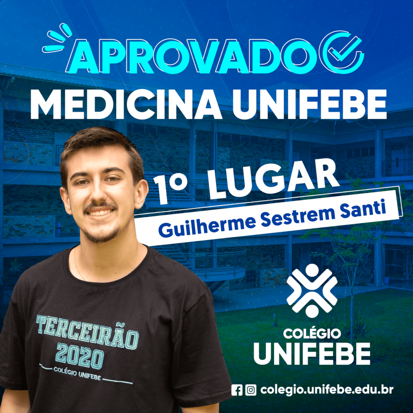 Estudante do Colégio UNIFEBE é aprovado em 1º lugar em Medicina na UNIFEBE