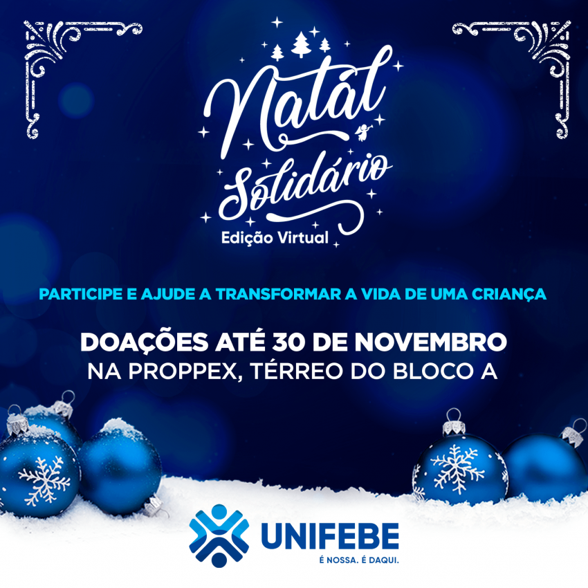 Adoção de crianças do Natal Solidário UNIFEBE encerra na próxima semana