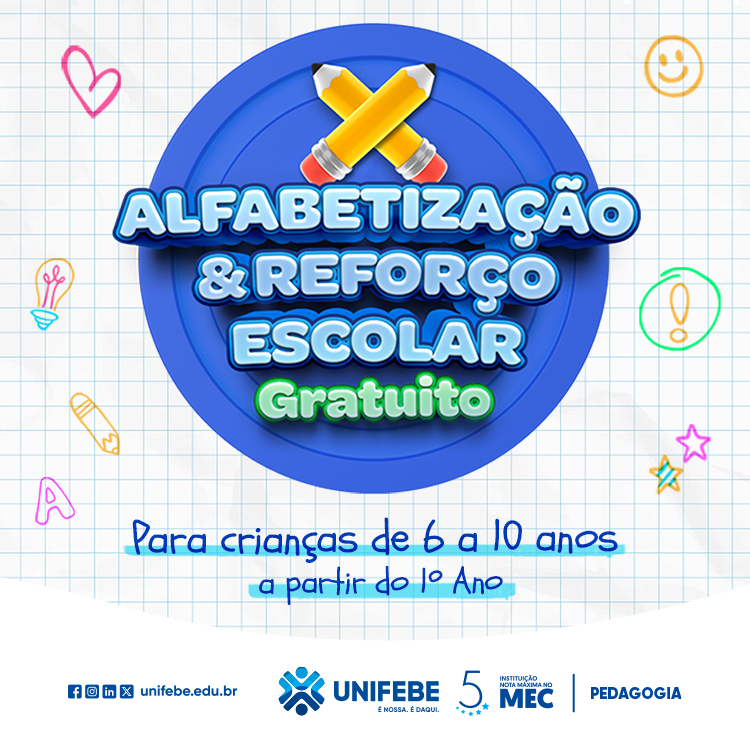 UNIFEBE abre inscrições para projeto gratuito de Alfabetização e Reforço Escolar para crianças de 6 a 10 anos