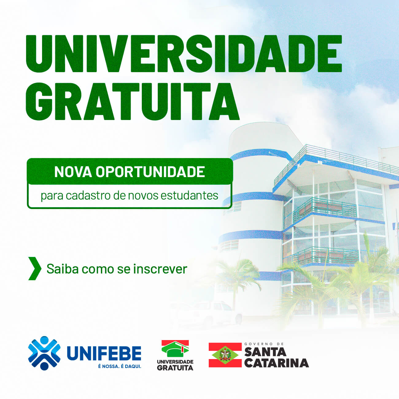 Estudantes da UNIFEBE têm nova oportunidade para participar do Programa Universidade Gratuita